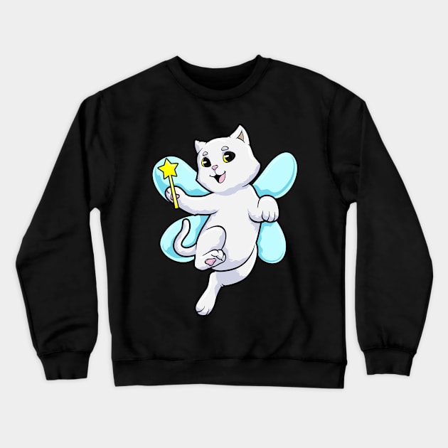 Cat as Fairy with Wings and Wand Crewneck Sweatshirt by Markus Schnabel